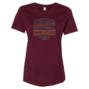 Maroon Happy Angry Tee - Women